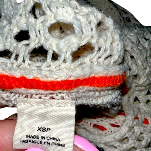 Anthropologie Sleeping On Snow Crochet Sweater Dress Ivory\Orange Fair‎ Isle XS - Picture 8 of 10